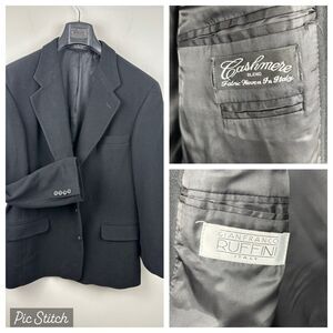 Gianfranco Ruffini Coat Men 44R Black Cashmere Blend Italy Blazer Jacket Sport